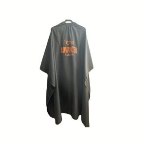 Peleryna fryzjerska na gumce BARBER BLACK  z logo TAHE ADVANCED BARBER (zapięcie na haftke) - Perełka TAHE nr.A31