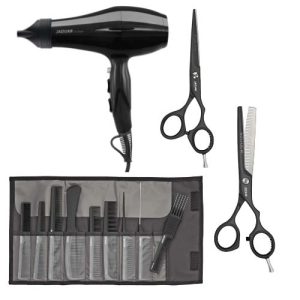 Zestaw narzedzi fryzjerskich JAGUAR ( Suszarka Calima, Zestaw Grzebieni, Nożyczki Pastell Plus Crane 5,5", Degażówki Pastell Plus Crane 5,5")