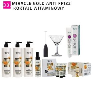 ZESTAW MIRACLE GOLD ANTI FRIZZ Koktajl Witaminowy dla Fryzjera + maska ionic (wybierz swój kolor)